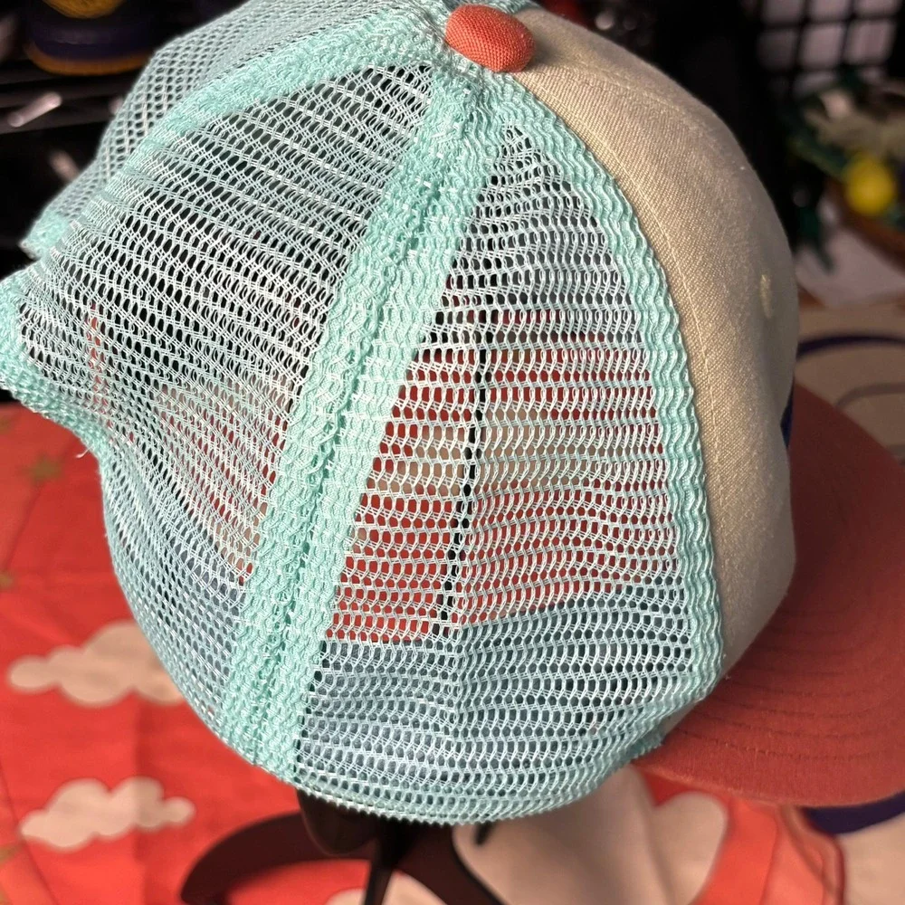 Patagonia P-6 Logo Trucker Hat Cream Orange Mint Green Snapback Mesh Cap